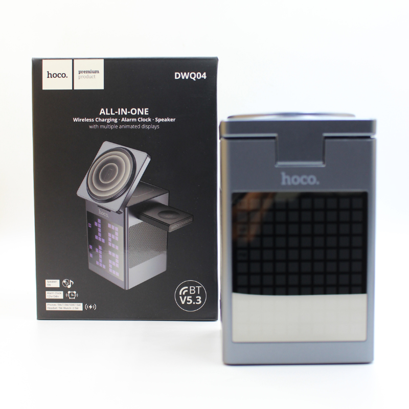 CARGADOR INALAMBRICO ALL IN ONE - ALARMA - PARLANTE - DWQ04