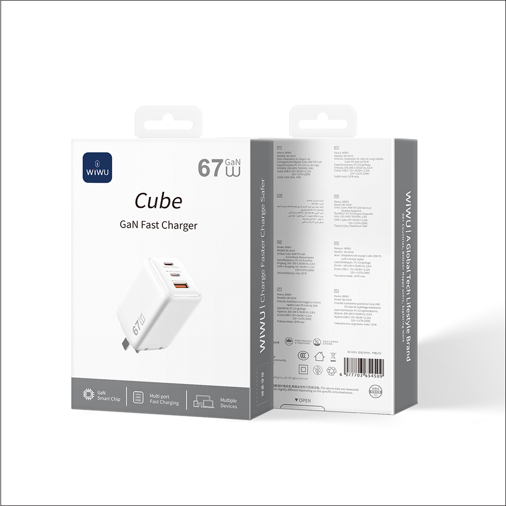 Cubo WIWU 67W 2C+A GaN Fast Charger Wi-G026 blanco
