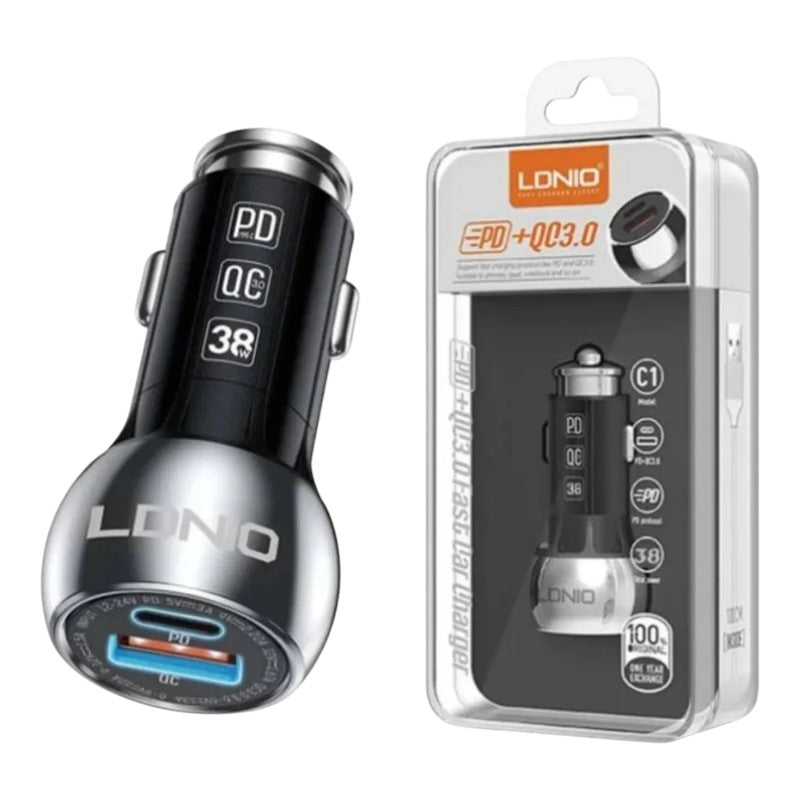 CARGADOR DE AUTO LDNIO C1 QC3.0 + CABLE TIPO C