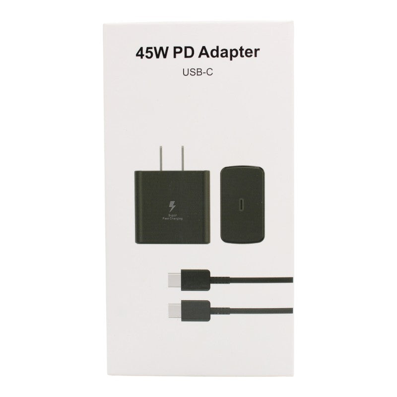 CARGADOR UNIVERSAL 45W + CABLE TIPO C NEGRO