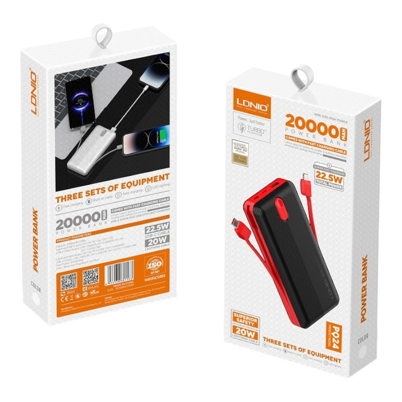 POWER BANK LDNIO PQ24 20000mah (22.5w) NEGRO