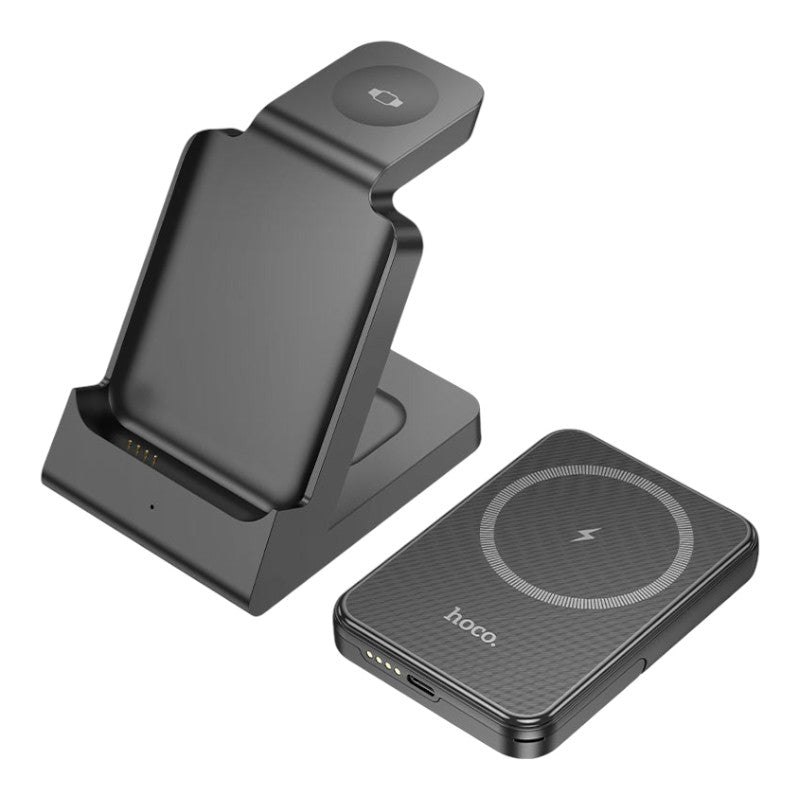 BASE DE CARGA MAGNETICA 3 EN 1 HOCO J149 5000 mAh (15w) NEGRO