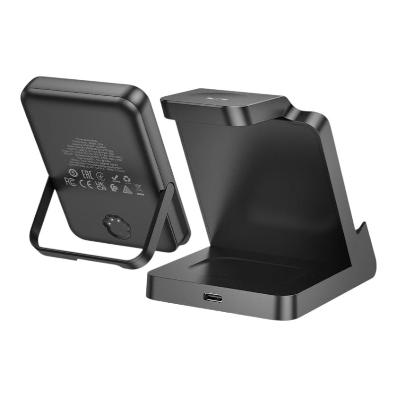 BASE DE CARGA MAGNETICA 3 EN 1 HOCO J149 5000 mAh (15w) NEGRO