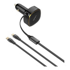 CARGADOR DE AUTO LDNIO C107 CON CABLE RETRACTABLE 30W NEGRO