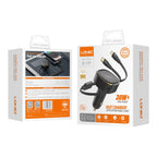 CARGADOR DE AUTO LDNIO C107 CON CABLE RETRACTABLE 30W NEGRO