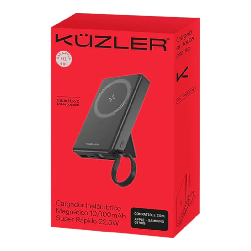POWER BANK MAGNETICO KUZLER 10000mAh (15W) NEGRO