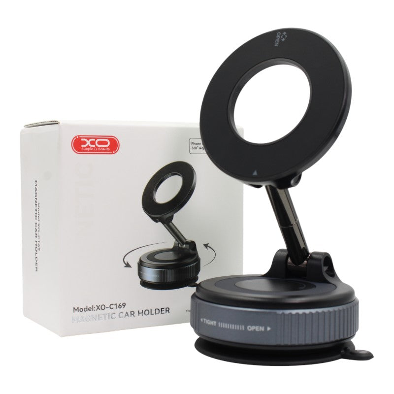 HOLDER MAGNETICO DE CARRO PARA CELULAR XO-C169 360° NEGRO
