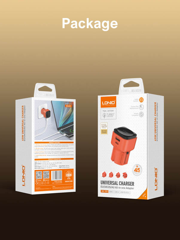 ADAPTADOR DE VIAJE UNIVERSAL LDNIO Q2420 45W ROJO