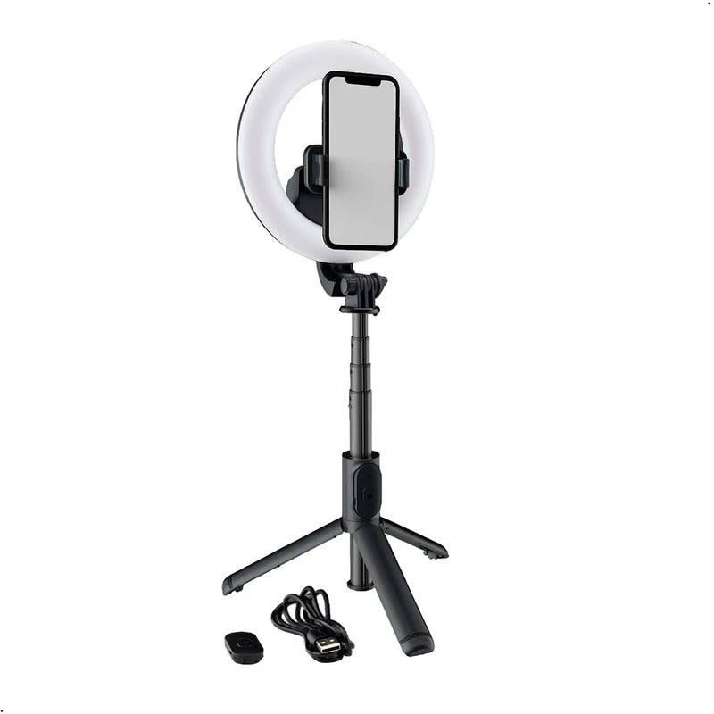 SELFIE STICK TRIPOIDE  + ARO DE LUZ XO-SS12 94 cm NEGRO