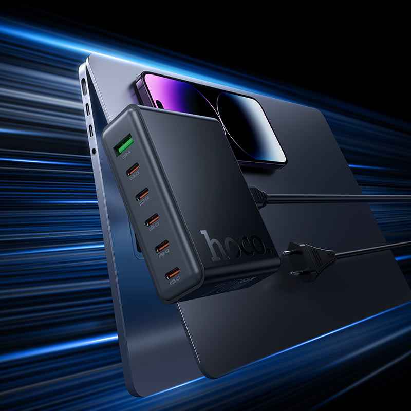 CARGADOR UNIVERSAL 6 EN 1 HOCO C152 70W NEGRO