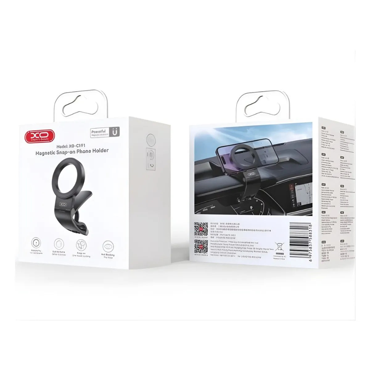 SOPORTE MAGNETICO CON CLIP PARA CELULAR 360° XO-C191 NEGRO