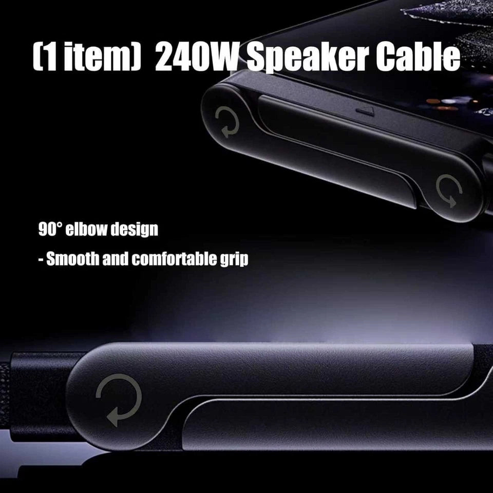 CABLE DE DATOS 240W + SOPORTE PEGABLE TIPO C A TIPO C NEGRO