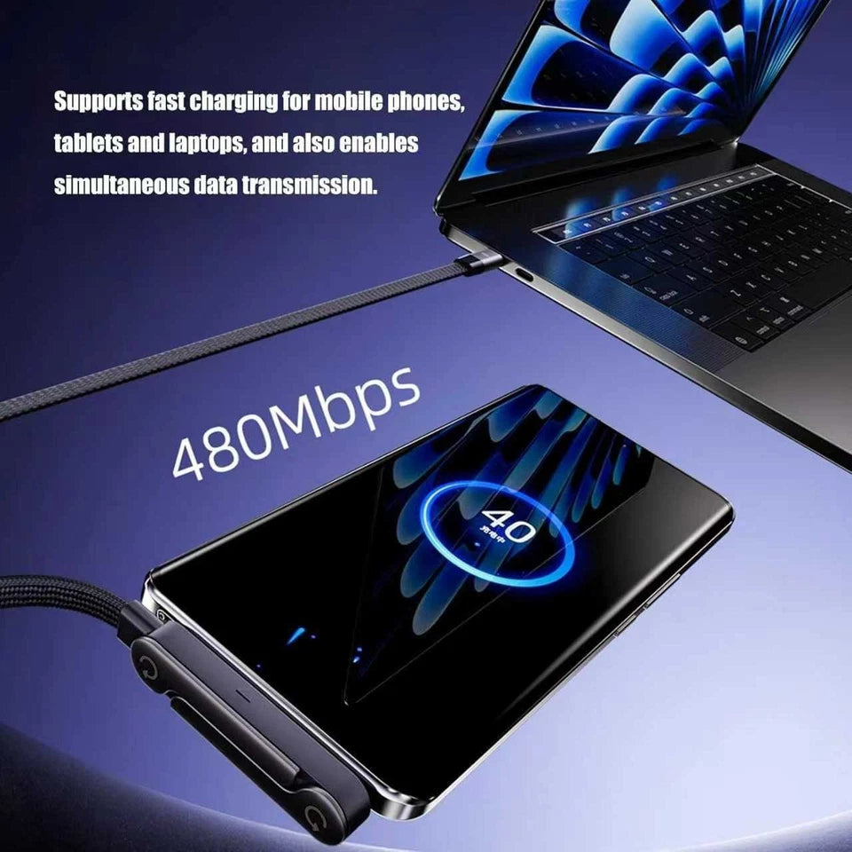 CABLE DE DATOS 240W + SOPORTE PEGABLE TIPO C A TIPO C NEGRO