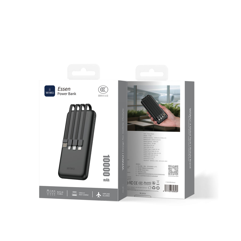 Power Bank Magnética WiWU Essen P-08B 10000mAh Black