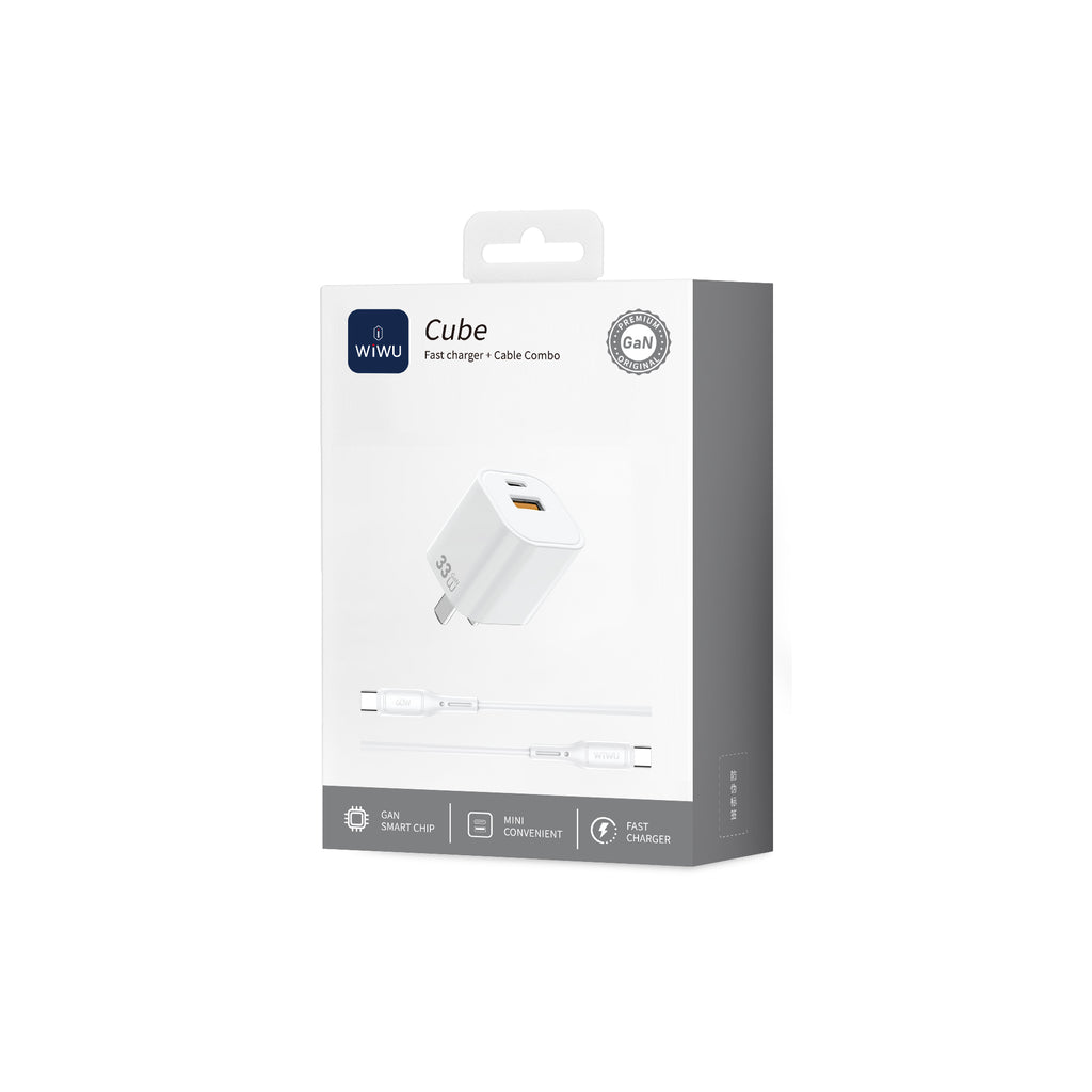 Cargador WIWU WI-G018 33W USB-C con cable tipo C-C blanco