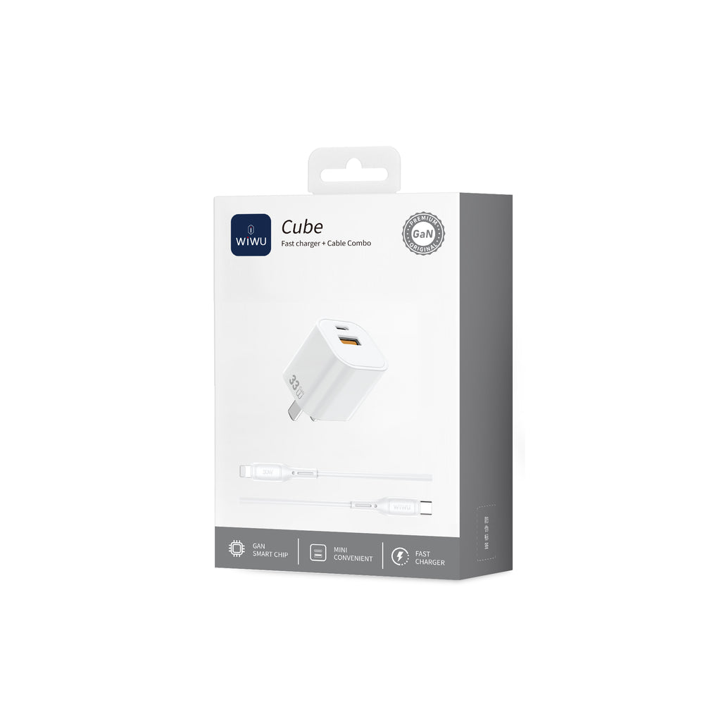 Cargador wiwu WI-G018 33W USB-C con cabe tipo C-L blanco