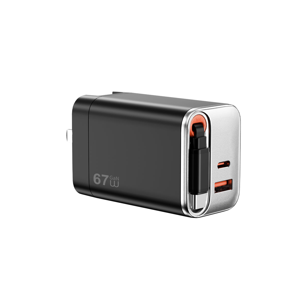 Cargador de Pared WiWU Helix Pro WI-G027 67W GaN + Cable Retráctil USB-C negro
