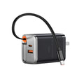 Cargador de Pared WiWU Helix WI-G021 45W GaN + Cable Retráctil USB-C negro
