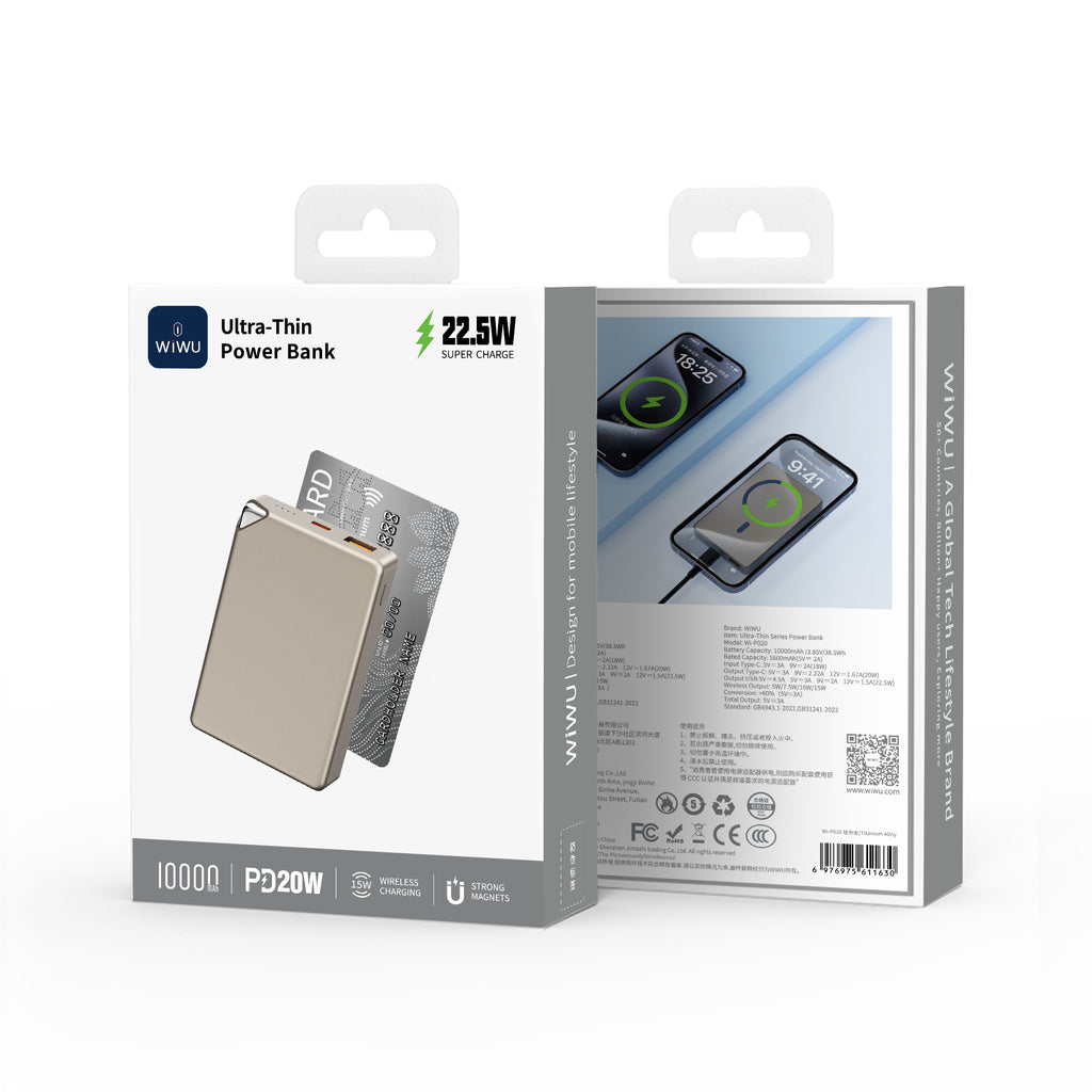 Power Bank Magnética con Soporte WiWU 10000mAh WI-P020 Gray