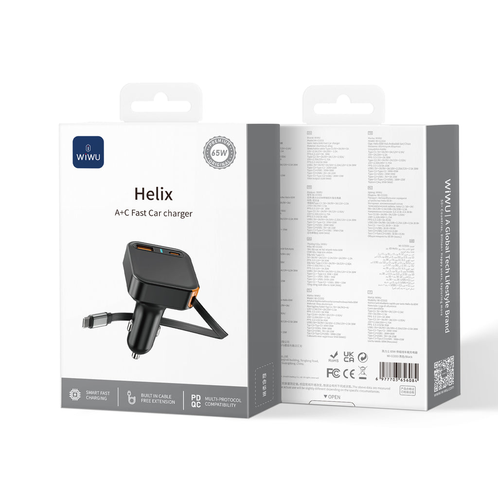 Cargador Rápido para Auto WiWU Helix WI-CC033 Black