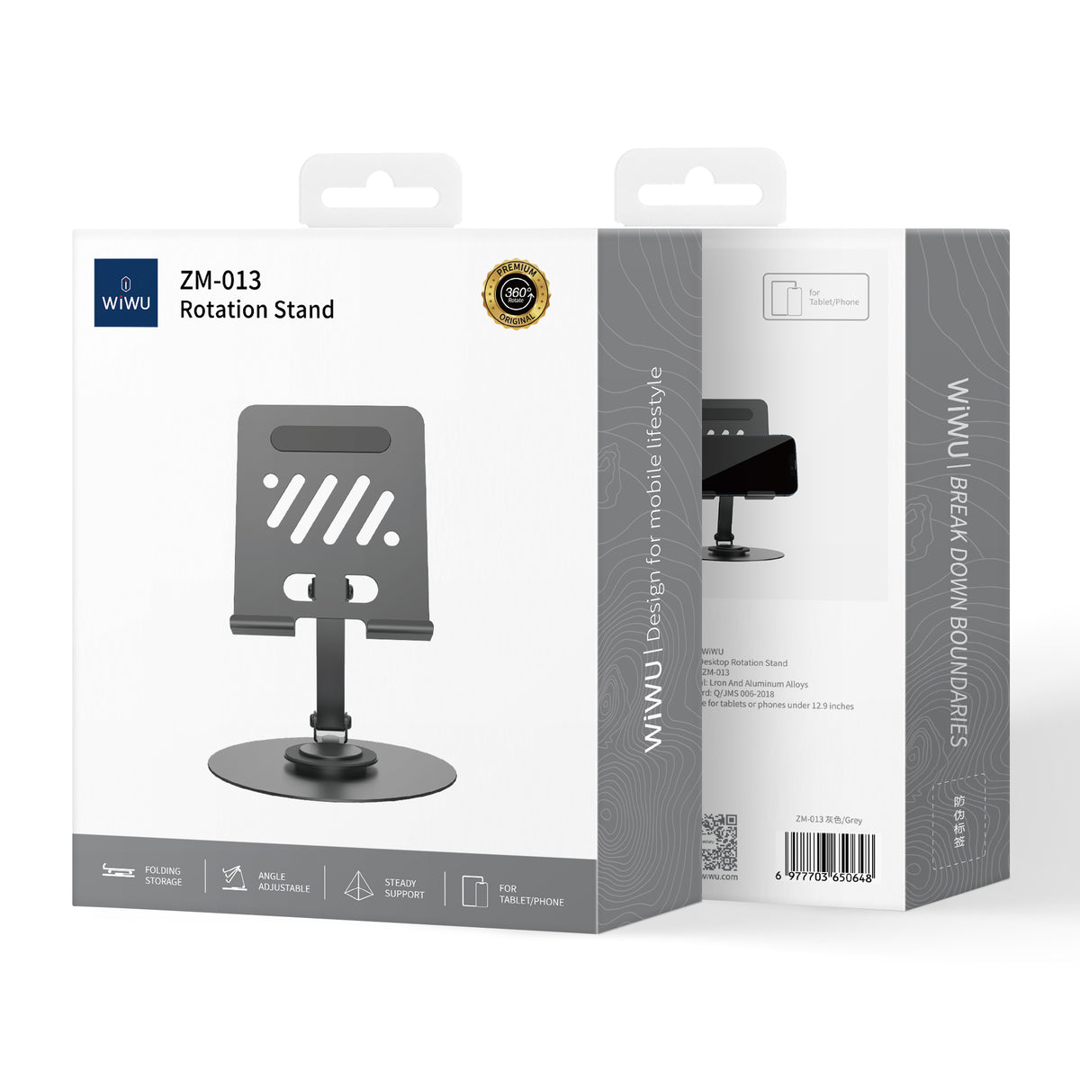 Soporte de Escritorio Giratorio WiWU ZM-013 360° Gray