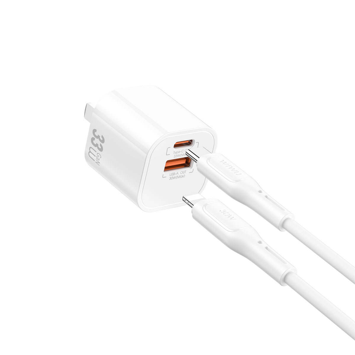Cargador wiwu WI-G018 33W USB-C con cabe tipo C-L blanco