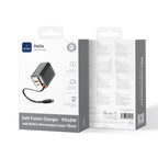 Cargador de Pared WiWU Helix WI-G021 45W GaN + Cable Retráctil USB-C negro
