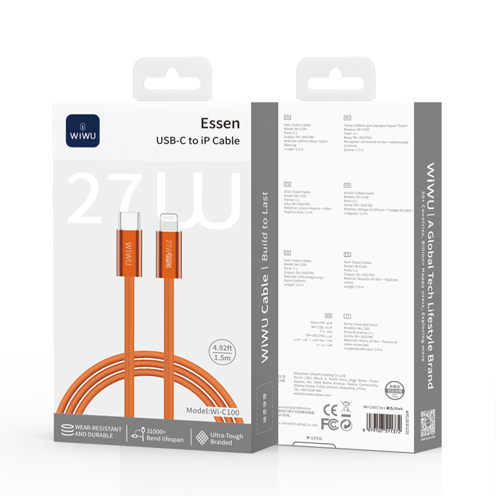 Cable WiWU Essen 27W USB-C a Lightning WI-C100