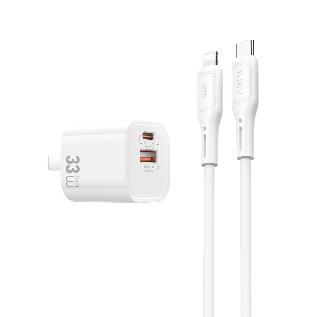 Cargador wiwu WI-G018 33W USB-C con cabe tipo C-L blanco