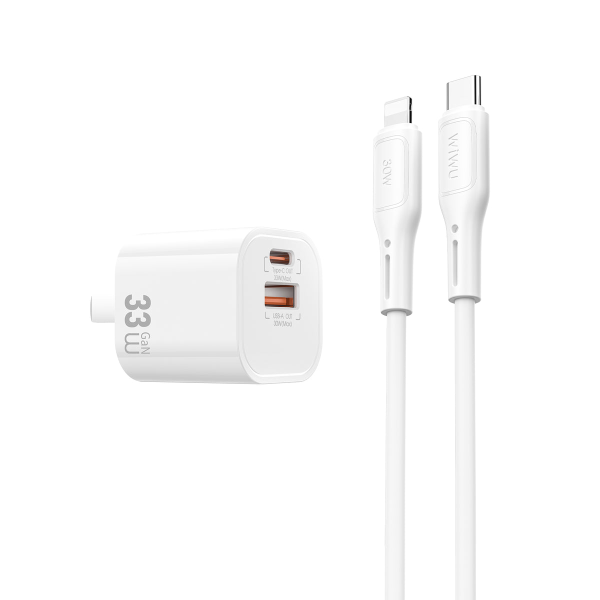 Cargador wiwu WI-G018 33W USB-C con cabe tipo C-L blanco