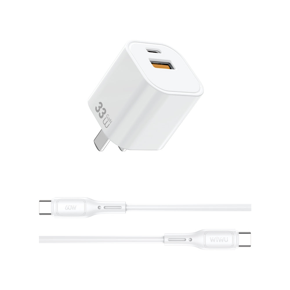 Cargador WIWU WI-G018 33W USB-C con cable tipo C-C blanco